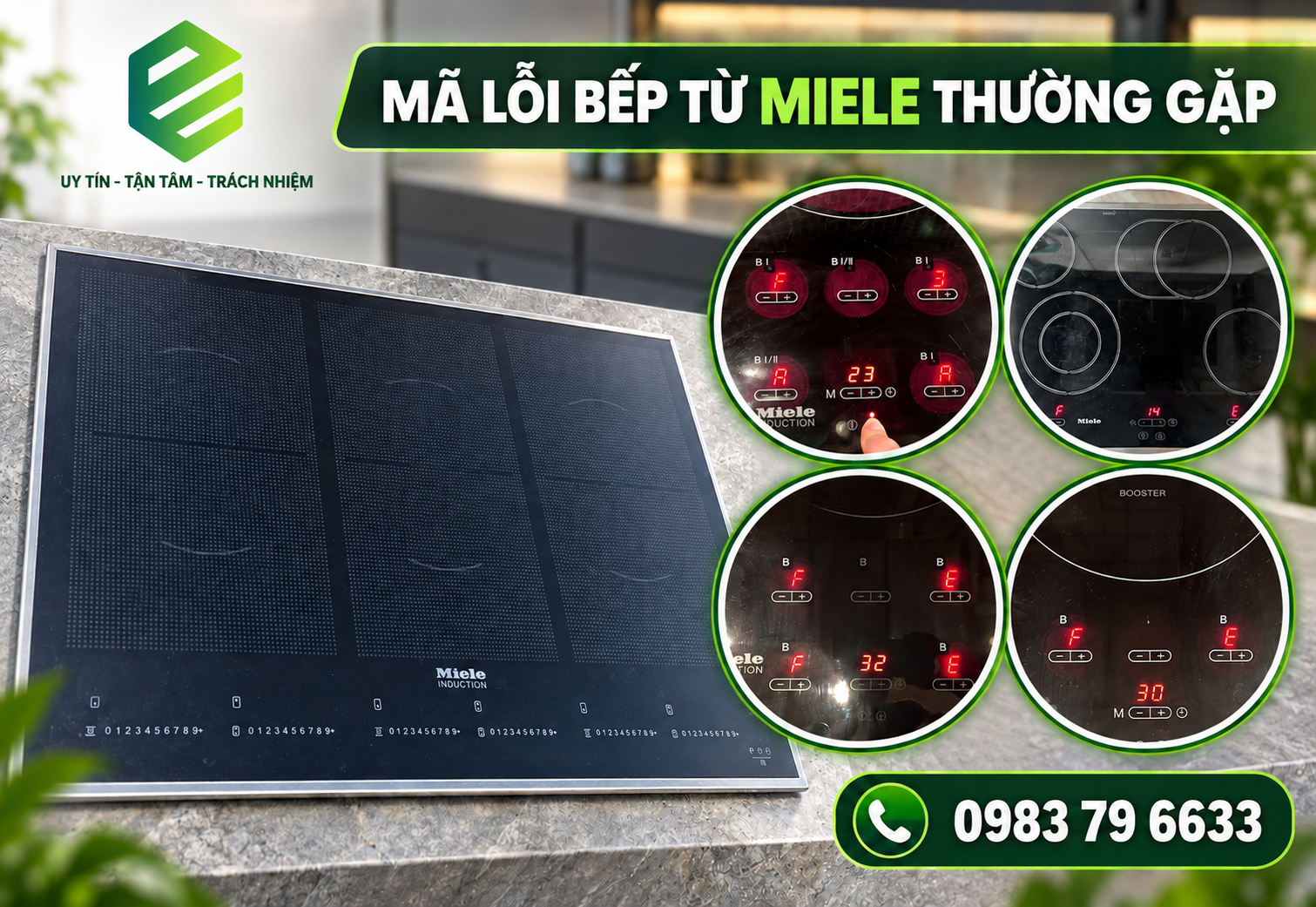 Mã lỗi bếp từ Miele thường gặp
