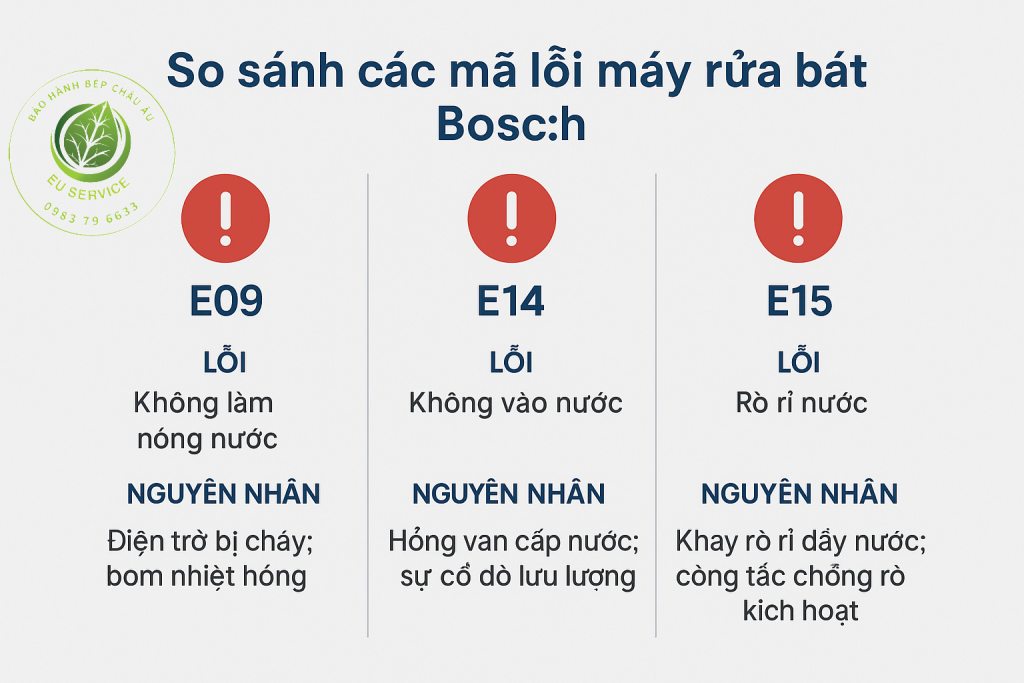 Một số lỗi liên quan khi sửa E09 bosch