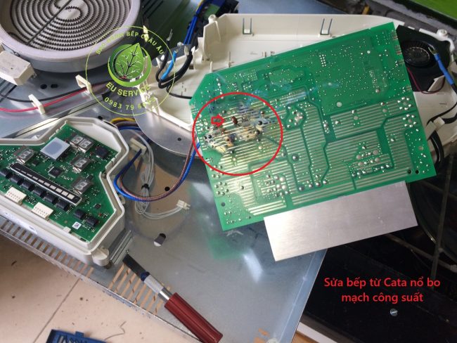 Sửa chữa bếp từ cata nổ bo mạch công suất do côn trùng xâm hại