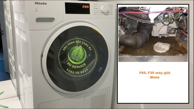 Sửa máy giặt miele lỗi F65 - rò bỉ bên dưới đáy máy