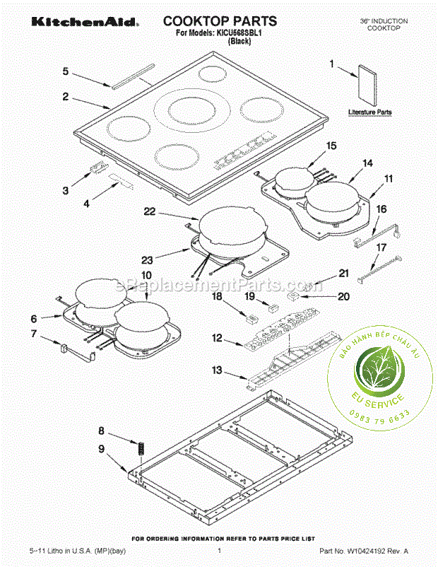 dịch vụ đặt hàng thay thế linh kiện bếp từ kitchenaid chính hãng