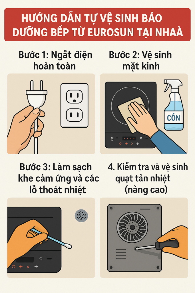 hướng dẫn tự vệ sinh bếp từ eurosun tại nhà