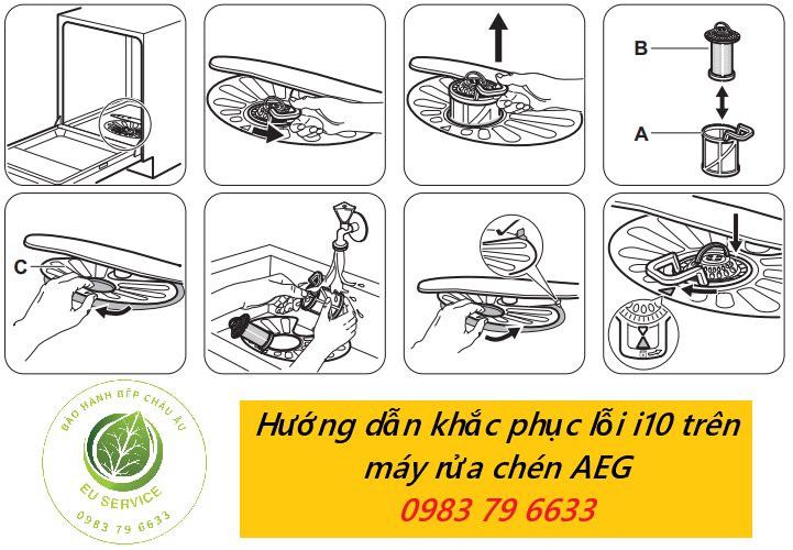 khắc phục lỗi máy rửa bát AEG i10