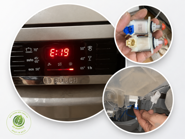 nguyên nhân lỗi e19 hoặc E690 máy rửa bát bosch
