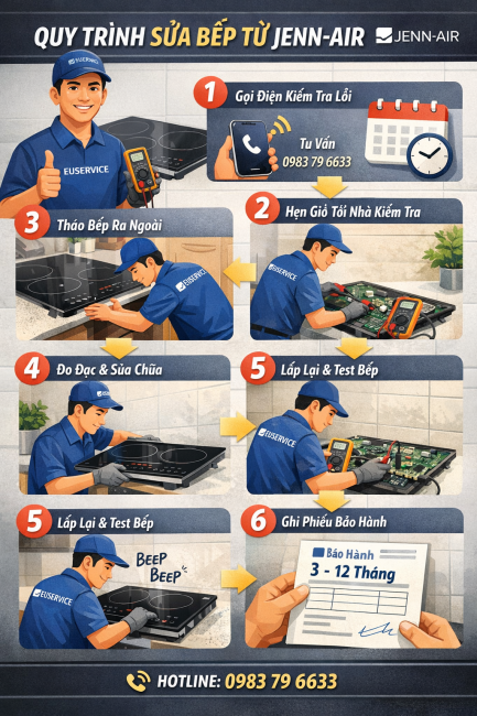 quuy trình sửa chữa bếp từ Jenn-Air