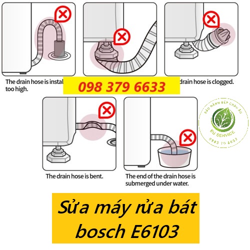 sửa máy rửa bát bosch E6103 tại nhà - kiểm tra hệ thống đường ống nước thải