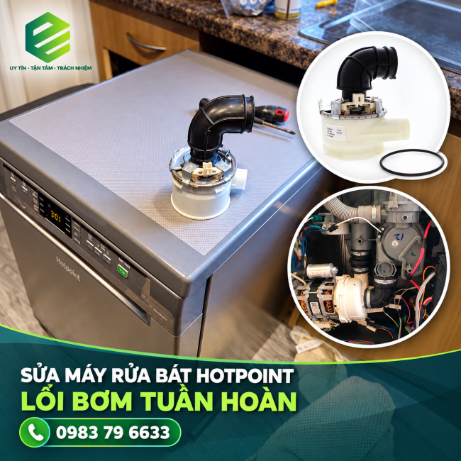 Sửa máy rửa bát Hotpoint lỗi bơm tuần hoàn