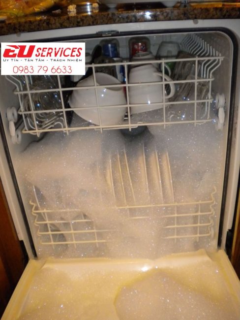 sửa máy rửa bát miele tràn bọt
