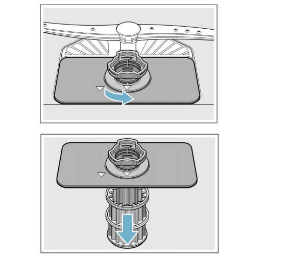 Cách tháo lưới lọc rác máy rửa chén bát Bosch