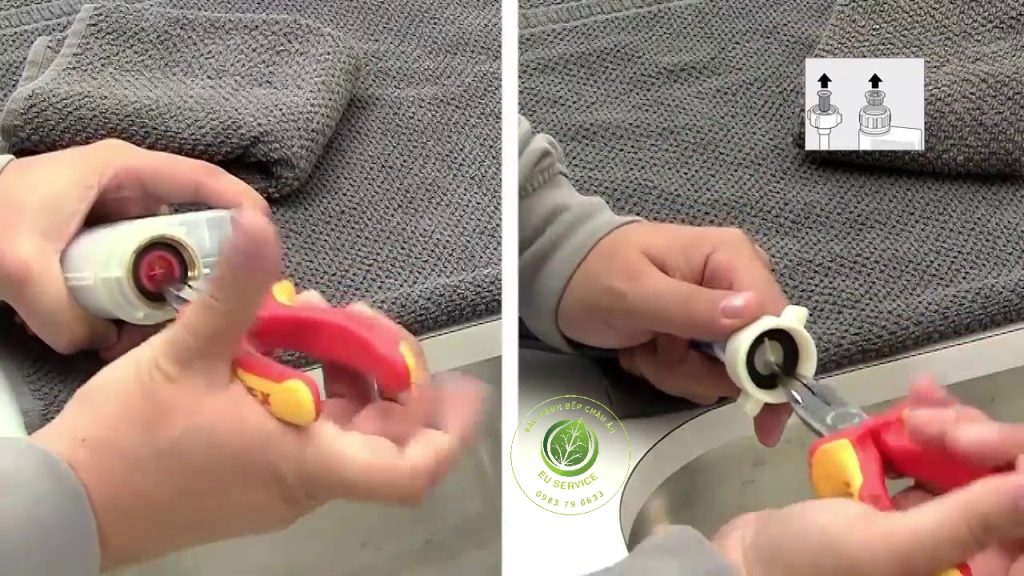 Cách vệ sinh lọc rác đầu van cấp nước máy rửa bát bosch