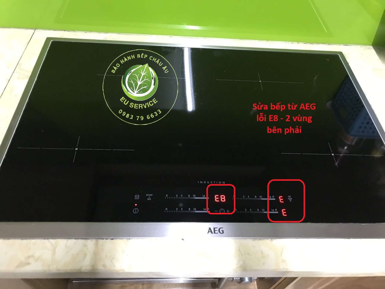 Sửa bếp từ AEG lỗi E8 2 bếp vế phải
