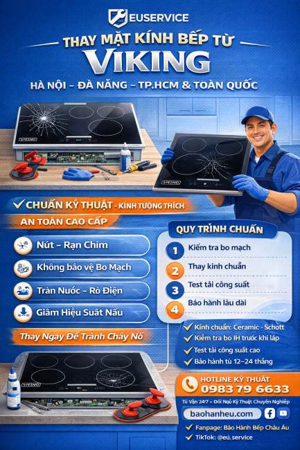 quy trình thay mặt kính bếp từ viking tại nhà