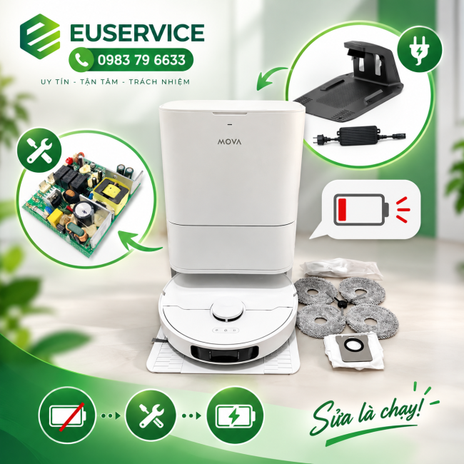 Sửa lỗi sạc robot hút bụi MOVA