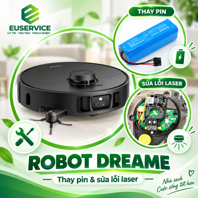 dịch vụ thay pin và sửa lỗi laser robot hút bụi dreame